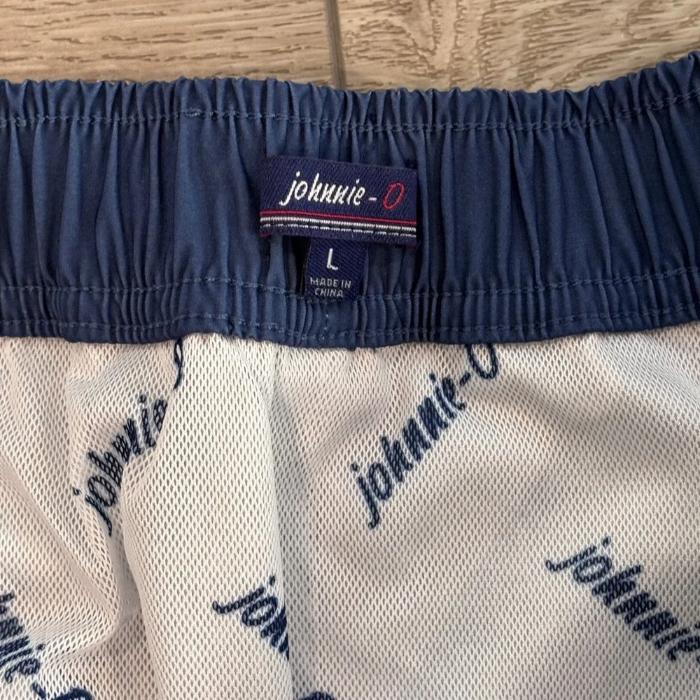 Johnnie-O Swim Trunks Mens Large Blue Wave Print Board Shorts Beachwear Casual